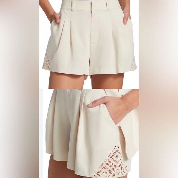 Cinq à Sept NWT Corinna Crochet Lace Shorts in Light Plaster size 14 - Picture 1 of 12